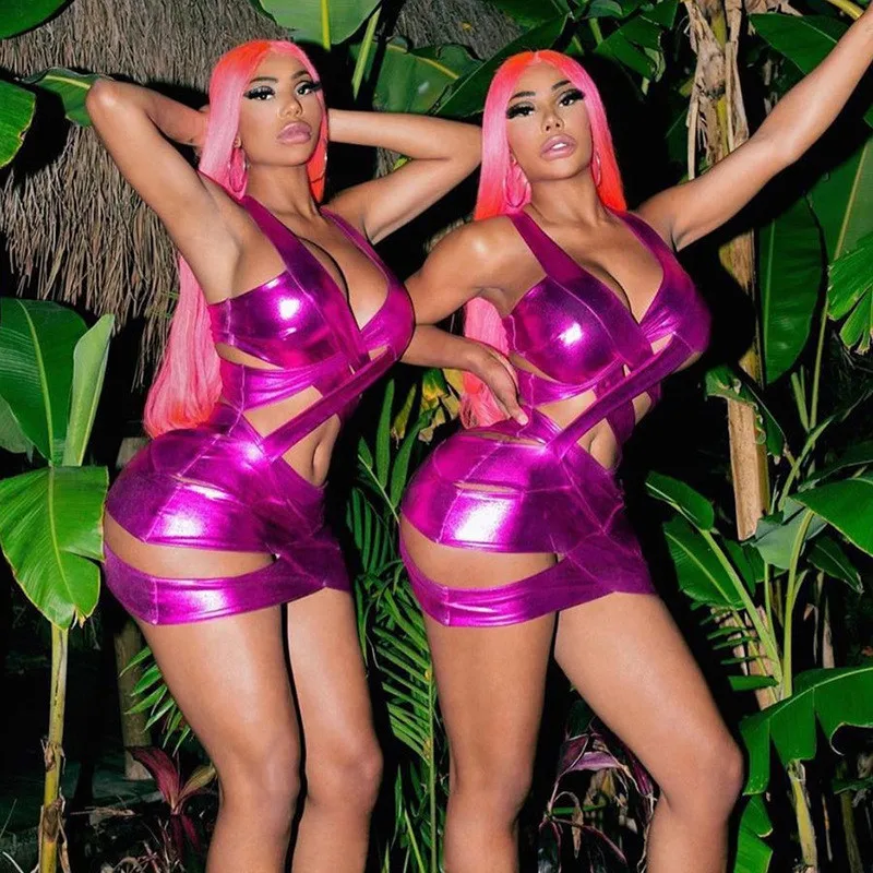 

Women Sling Dress Wrapped Hip Mini Dresses Summer Clubwear Sleeveless Deep V Neck Tummy Control Off-Shoulder Hollow Out Clothes