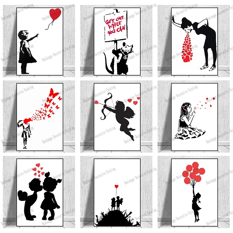 

Abstract art work poster canvas painting color printing Banksy graffiti decoration mural modern home living room wall decoration