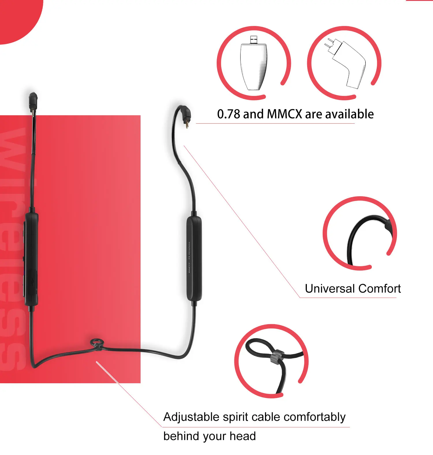 Кабель-Адаптер mmcx 0 78 мм для наушников Bluetooth 5 Hi-Fi IPX5 водонепроницаемый с