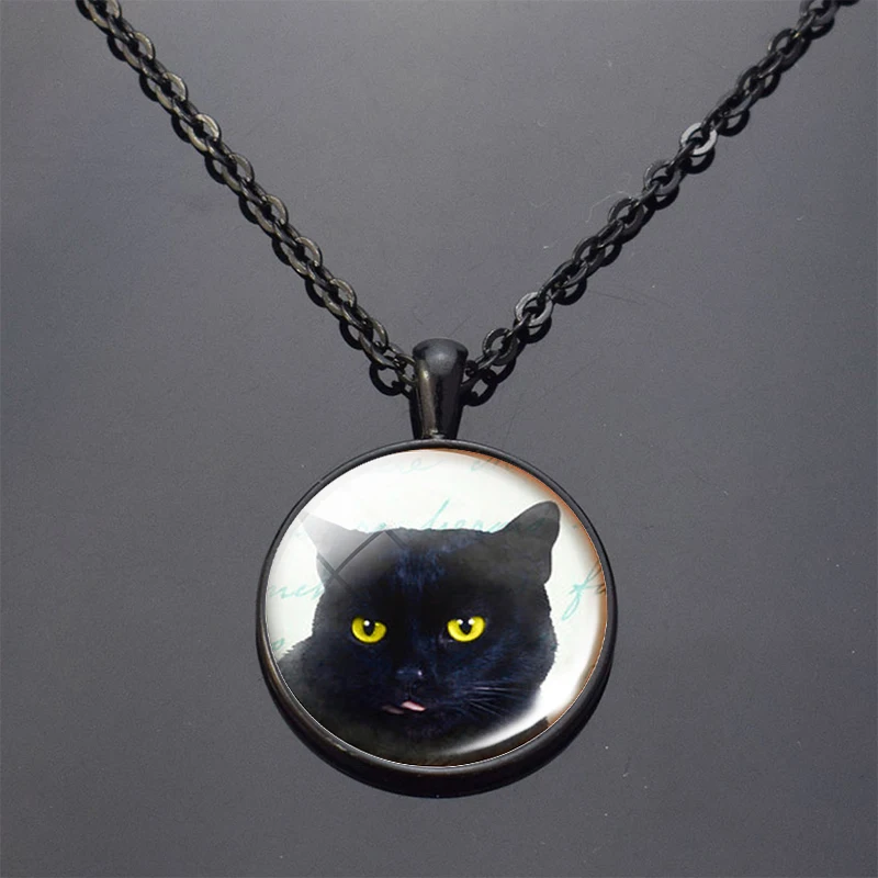 Ожерелье с подвеской в виде кошки и кабошона | Украшения аксессуары