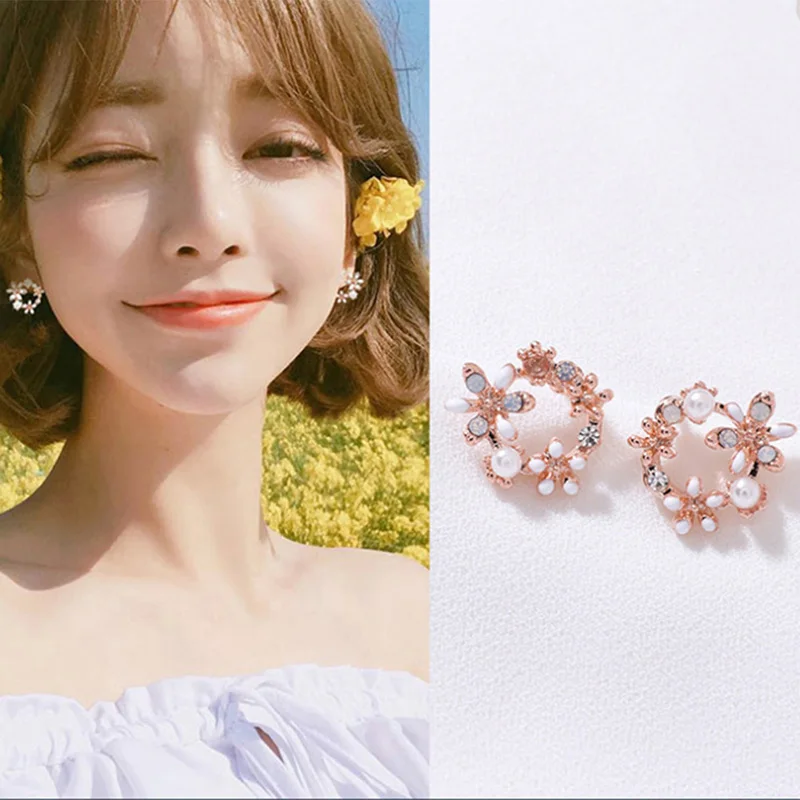 4 стиля цветные стразы венок серьги гвоздики женские подарки свадебные