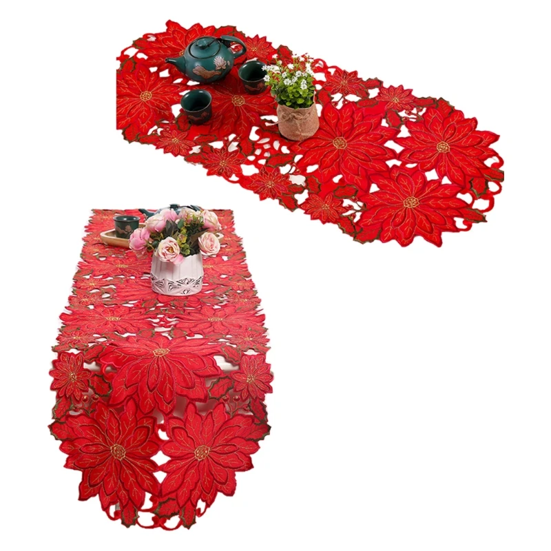 

1 шт. Рождественская вышитая скатерть с вырезами, домашний обеденный стол, журнальный столик, Декоративная скатерть