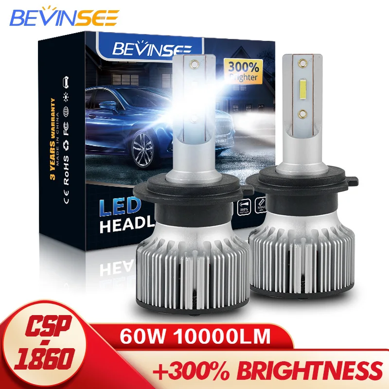 Bevinsee F31C H7 светодиодный фары для авто 10000LM 60 Вт H8 H9 H11 9005 HB3 9006 HB4 автомобиля H4