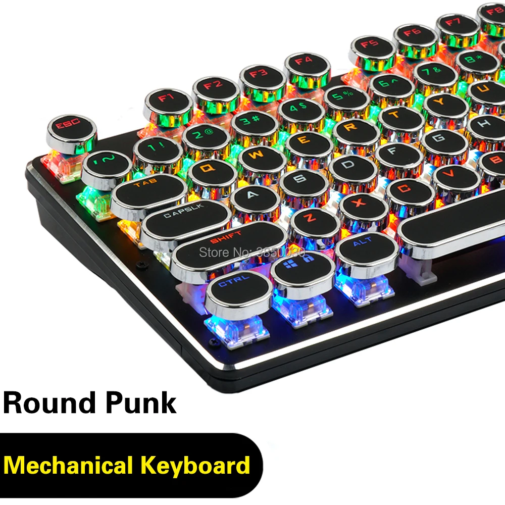 Игровая Механическая круглая панковская клавиатура синий черный коричневый