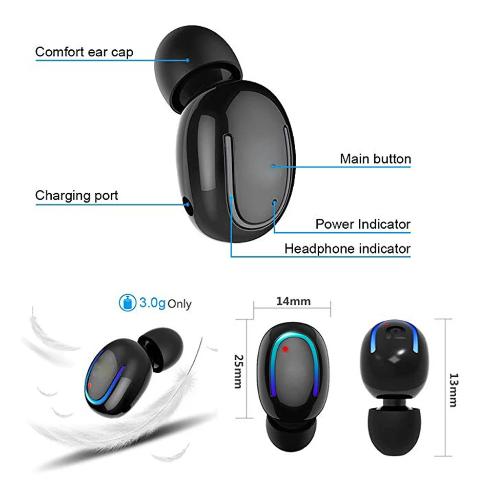 Bluetooth беспроводные наушники свободные руки вкладыши одиночные скрытые Наушники