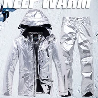 fashion silver snowboard jacket men windproof waterproof keep warm ski suit women couple outdoor sport snow jackets and pants