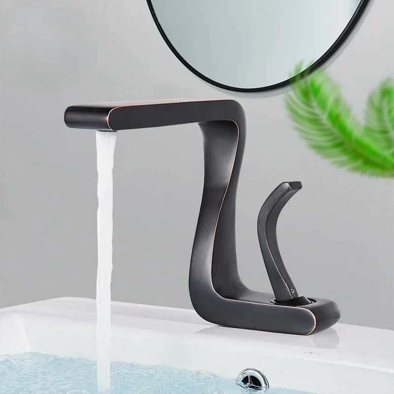 

NEW Luxury Robinet De Lavabo Noir Pour Salle De Bains Sept Design Eau Chaude Bathroom Faucets Bathroom Accessories