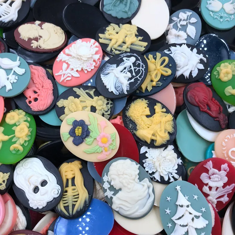 10 шт./лот винтажный цветок смешанного дизайна из смолы горячая Распродажа камея