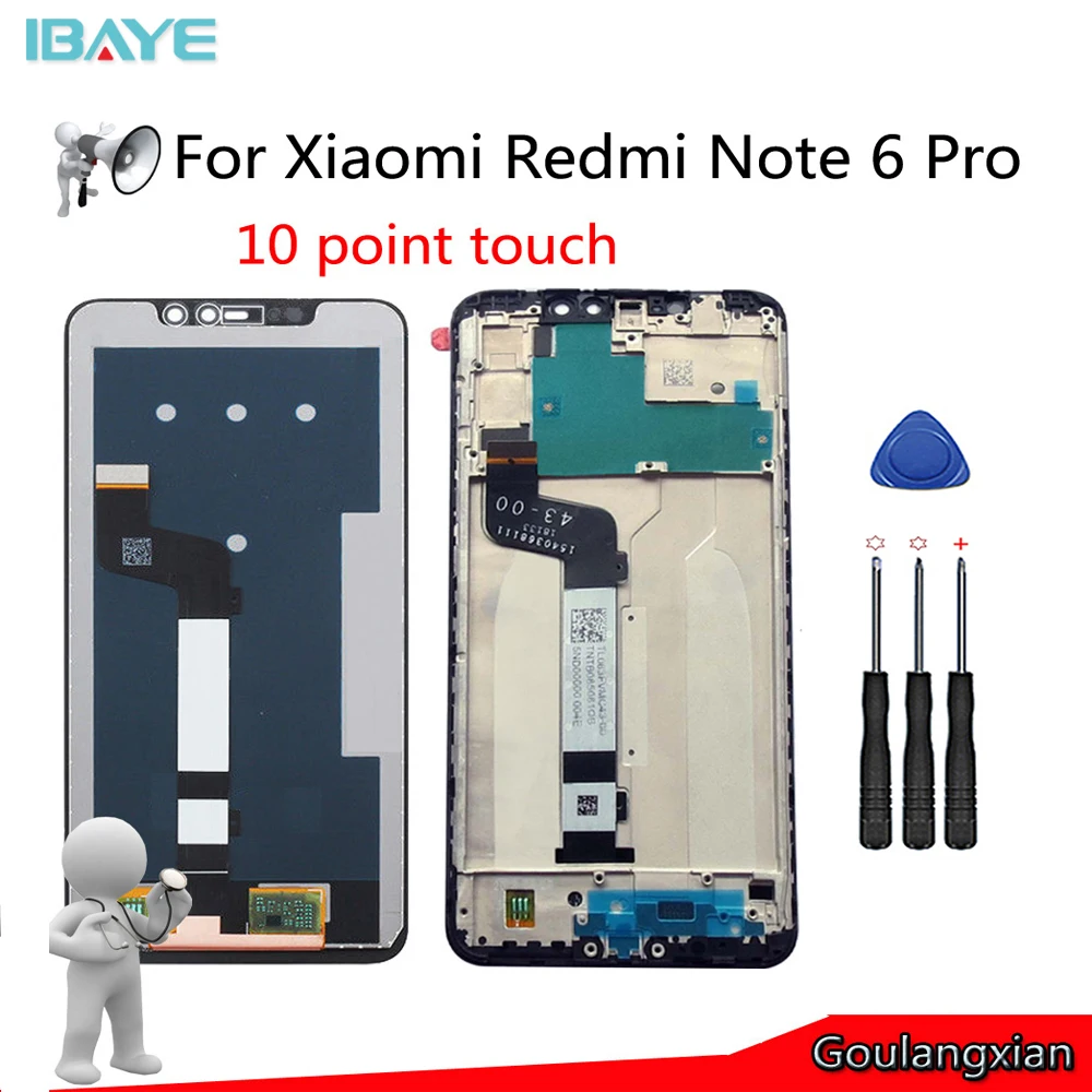 LCD + Frame For Xiaomi Redmi Note 6 per Display Touch Screen Digitizer Assembly redmi 6pro New AAA |