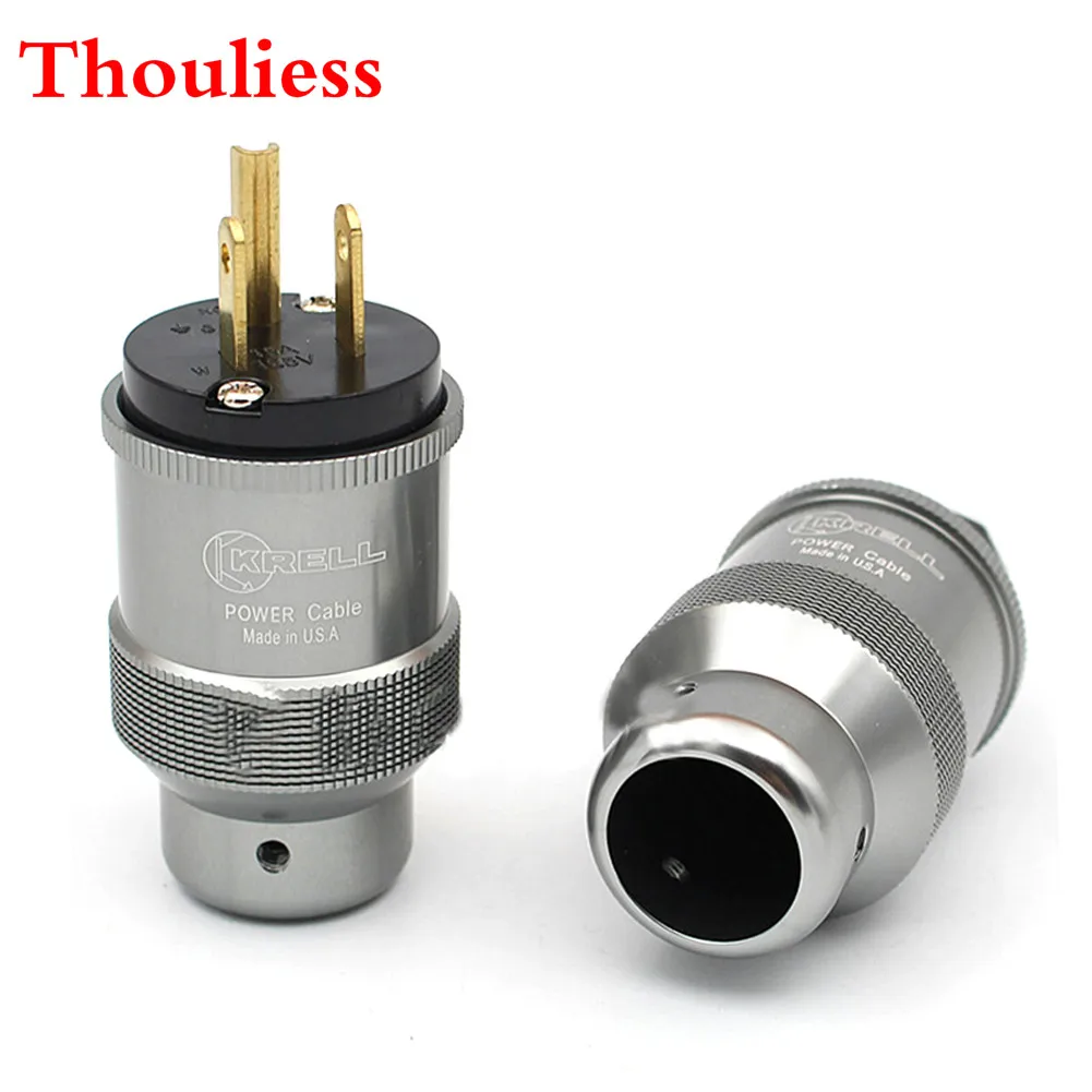 

Thouliess Pair HIFI KREL Gold Plated US AC Power Plug Hi-EndAudio Grade Copper US Plug IEC for DIY Power Cord Cable