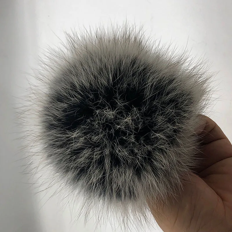 15 см натуральный животный Hairball Hat помпон ручной работы DIY действительно енот большой волос шар шляпа помпон с пряжкой