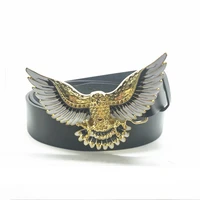 western cowboy personality casual domineering golden eagle belt buckle zinc alloy pu leather belt casual men and women accessori