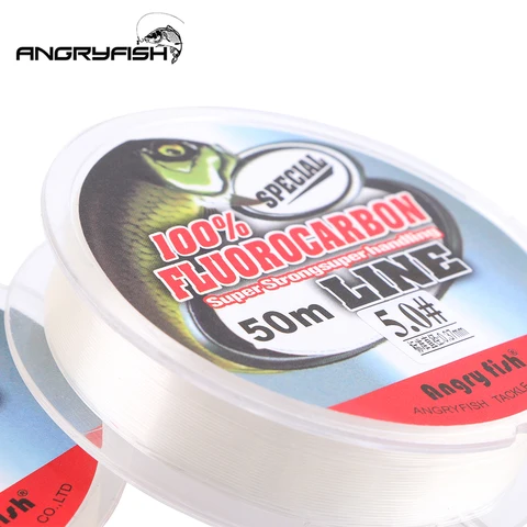 Angryfish флюорокарбоновая леска для рыбалки 50 м прозрачная/розовая — фото модели