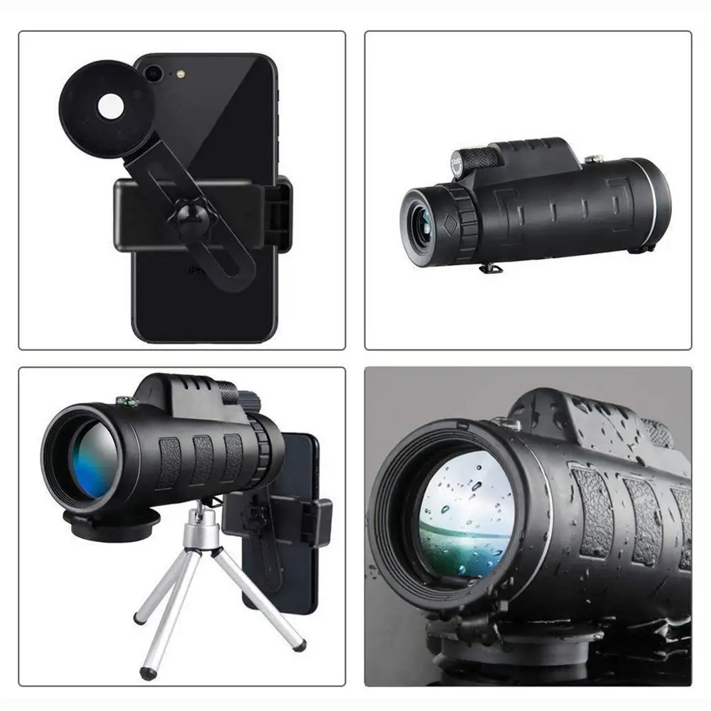 

8 IN 1 Super Clear 40x60 Monocular Telescope Smart Phone Adapter And Tripod Waterproof Fog Proof Shockproof Single Hand Focus