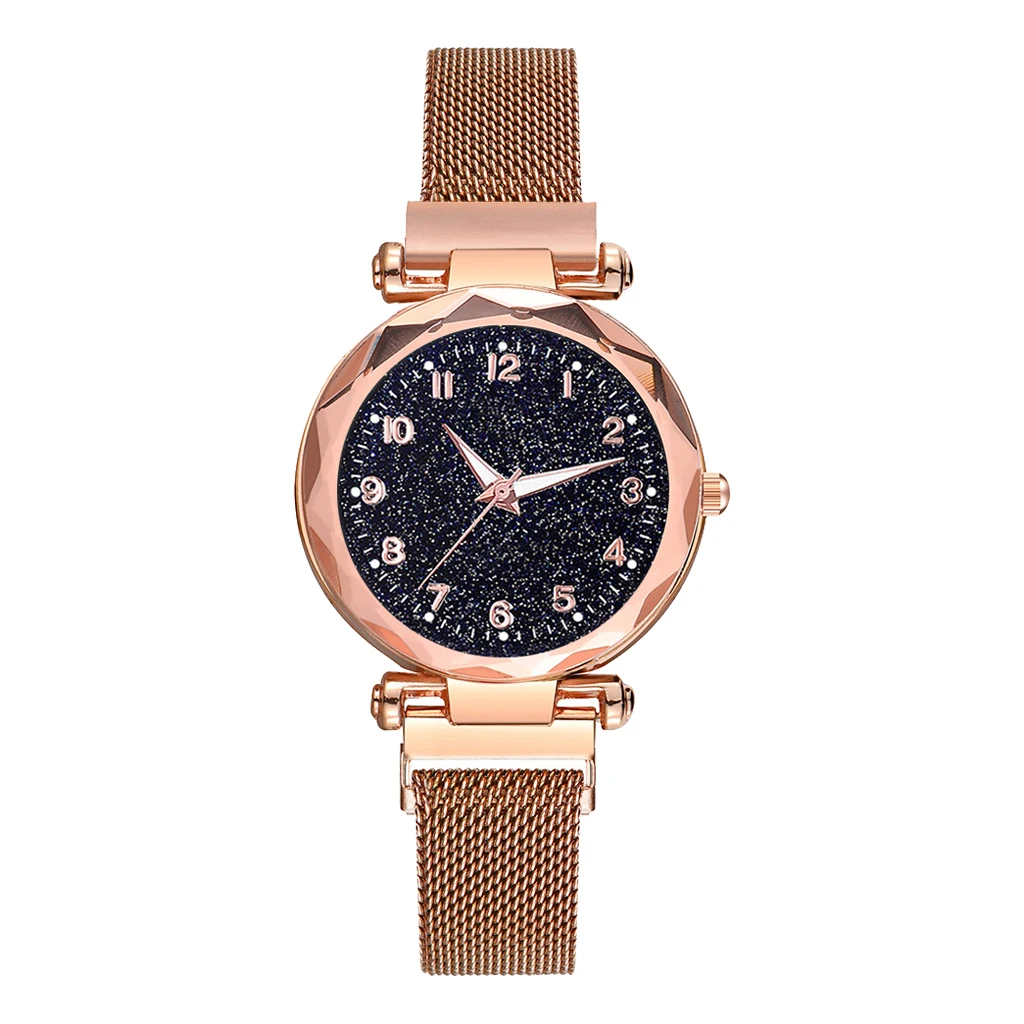 

Women's Watches with Black Sandstone Dial for Lady Watch, Trendy Waterproof Starry Sky Lady Watch