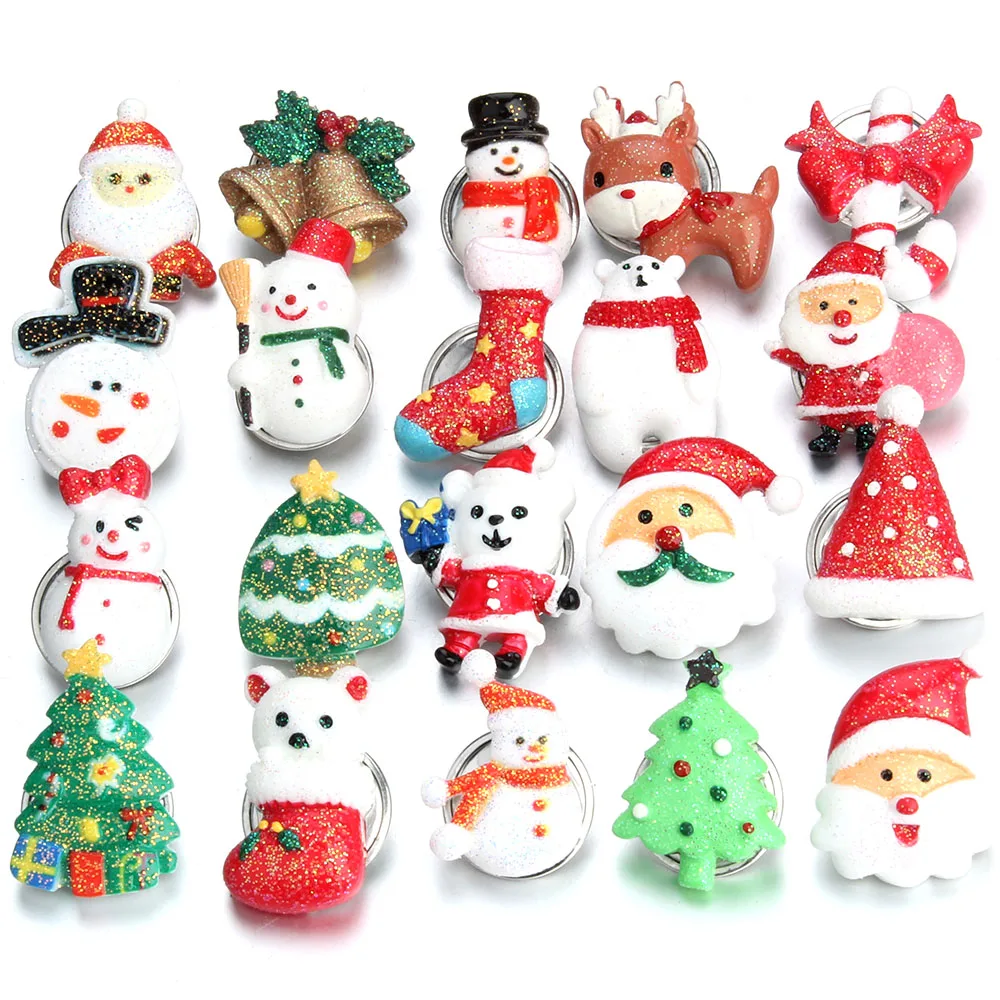 5 шт./Лот 18 мм Ювелирные изделия с застежкой Рождественская елка Санта Снеговик
