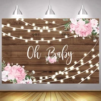oh baby backdrop newborn wood floral happy birthday party baby shower photography background flower photographic banner