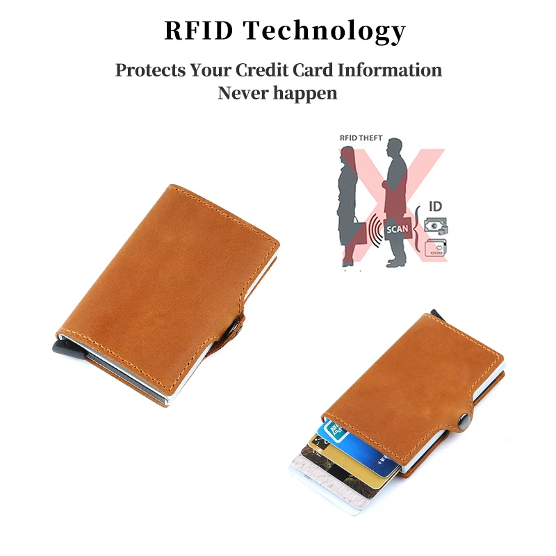 Case Protection Business  Leather Anti Bank Card Holder Slim Mini id Credit Cardholder Pop Up Security Wallet Creditcard Purse