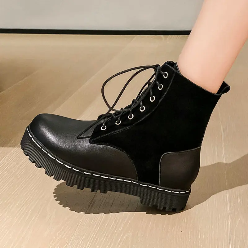 

Женские ботинки из натуральной кожи на шнуровке, размеры 34-43