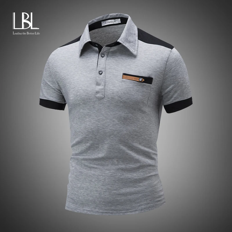 Новые мужские рубашки поло повседневные бизнес с принтом контрастного цвета