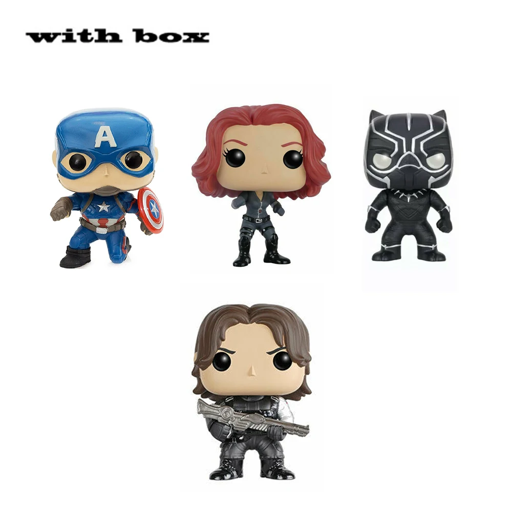 

POP Captain America Black widow Winter Soldier BLACK PANTHER with box Action Figure Collectible Model toys for chlidren