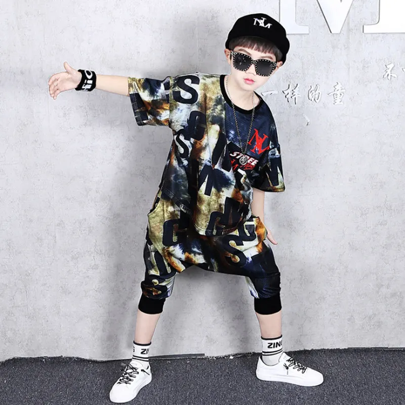 Комплект одежды для мальчиков в стиле хип-хоп с мультяшным черепом и круглым