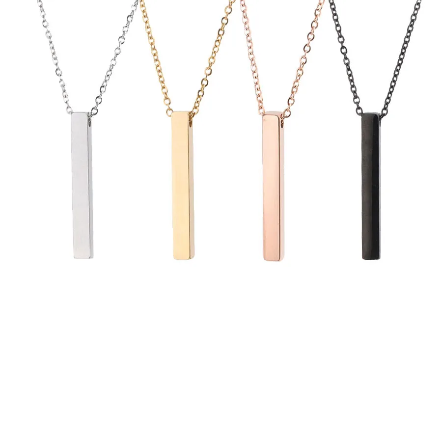 

5Pcs/Lot 45cm 3D Blank Round Corner Bar Necklace Mirror Polish Stainless Steel Pendant Necklace For Womens Mens Fashion Jewelry