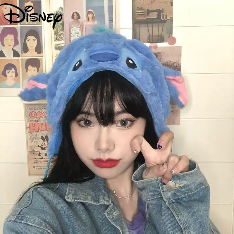

Disney Cartoon Pooh Bear Cute Creative Personality Amusement Park Headdress Autumn and Winter Warm Fur Ball Hat Female