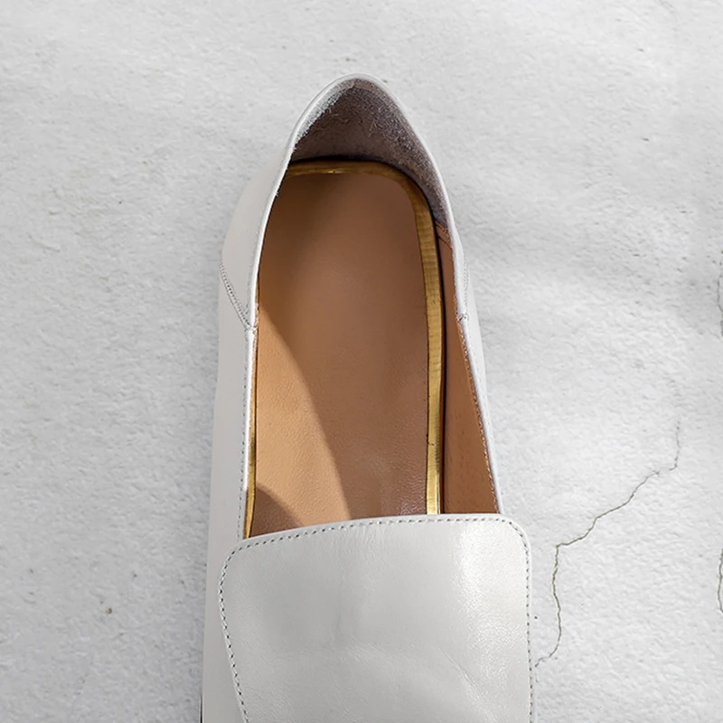 

Women Shoes Genuine Leather Loafers Women Square Toe Slip On Women Flats Black White Comfortable Casual Shoes Women Size 34-40