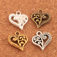hollow flower heart beads 13 1x14 3mm 200pcszinc alloy bronze pendants jewelry diy fit bracelets necklace earrings l919