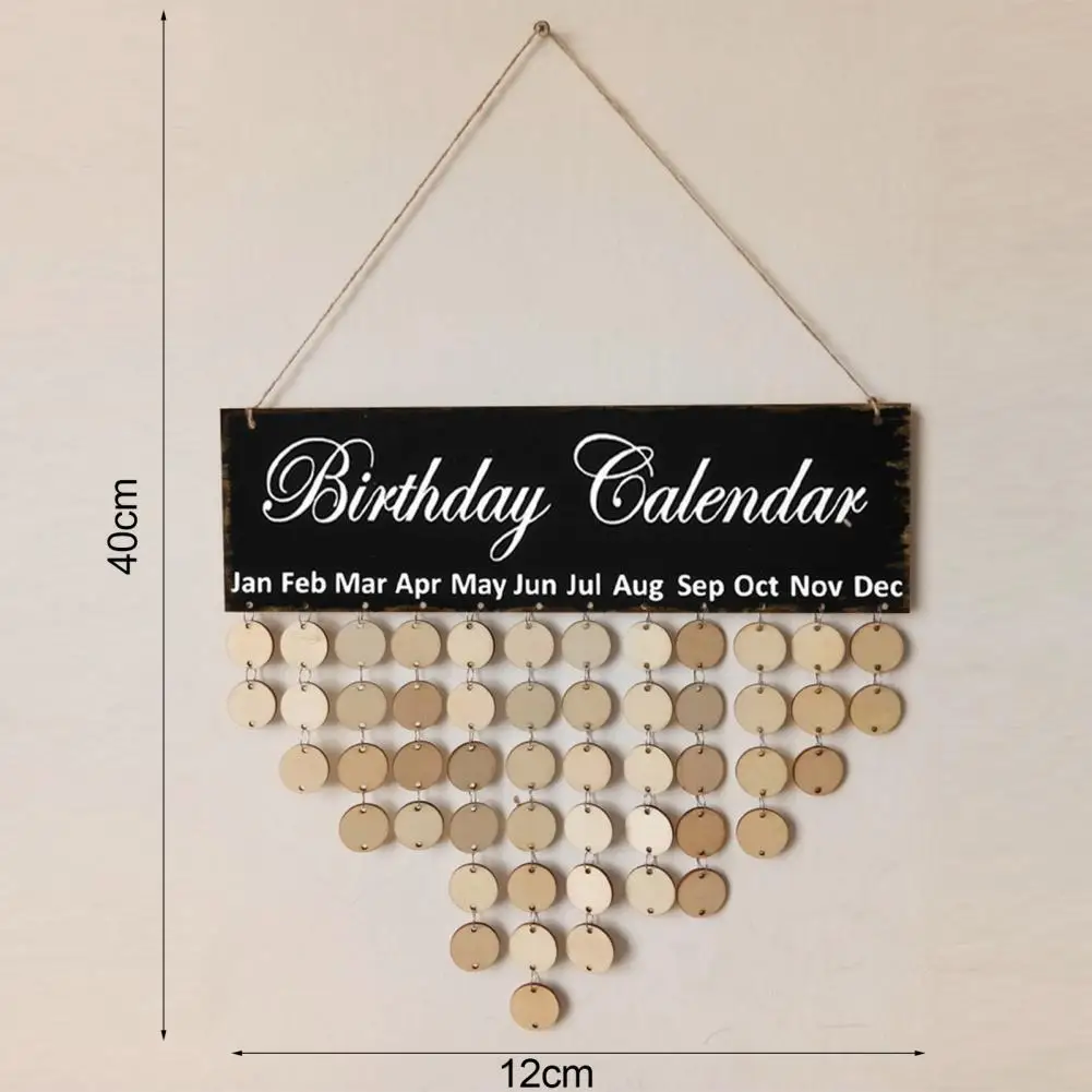 

1 Set Wooden Calendar Creative Birthday Decorative Love-hearted Birthday Reminder Calendar Board Hanging Decor Plaques for Home