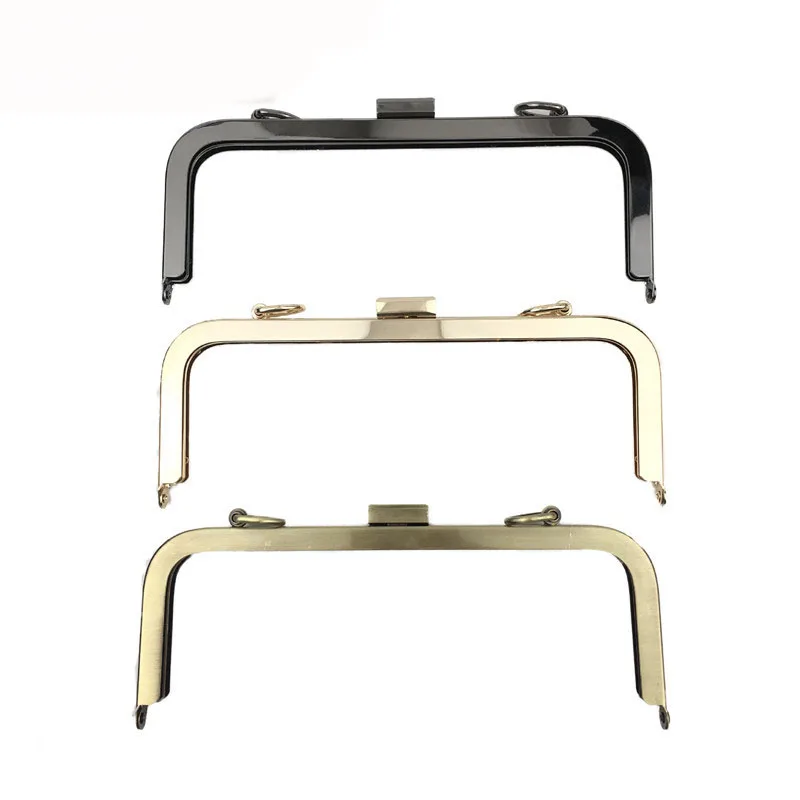 21cm Copper Black Light Gold Metal Purse Frame Women Handle Clutch Bag Accessory DIY HandBag Frame Kiss Clasp Lock Hardware 6pcs