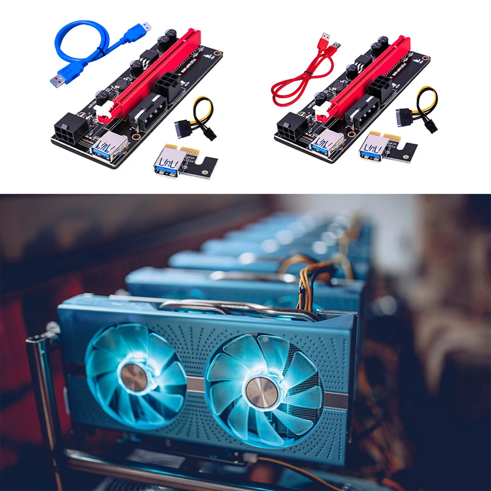Ver 009S USB 3.0 PCI-e Райзер PCIe PCI Express 1X до 16X расширитель адаптер карта SATA от 15Pin 6 Pin Майнер