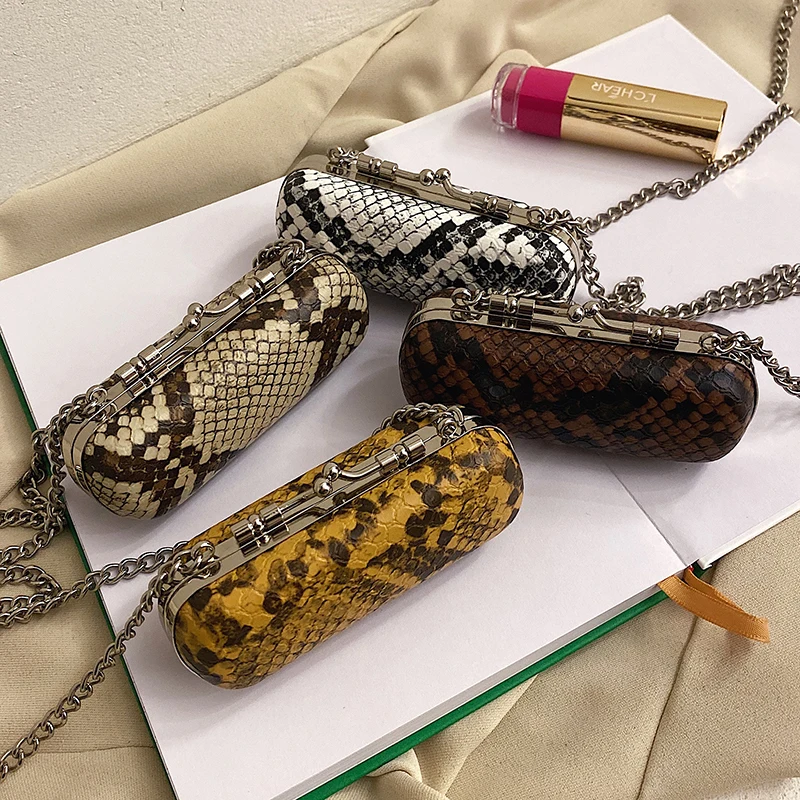 Роскошная женская сумка со змеиным узором для сообщений модная помады женщин