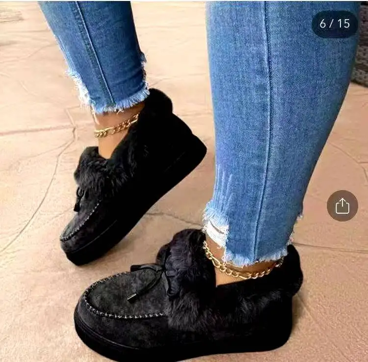 

Fashion women's shoes round toe thick bottom plus velvet thick warm cotton shoesfemale largesizesewingbagshoessnowbootspeasshoes