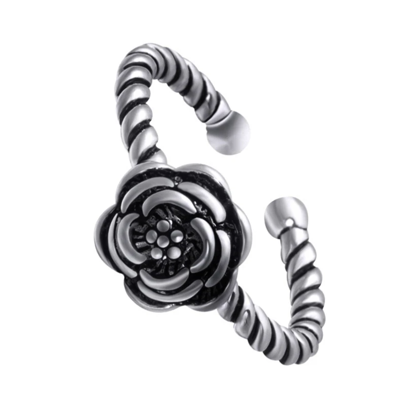 

Retro Style Rose Flower Rings Simple Siver Color Ring For Women Girl Valentine's Day Party Ring Jewelry Best Gift