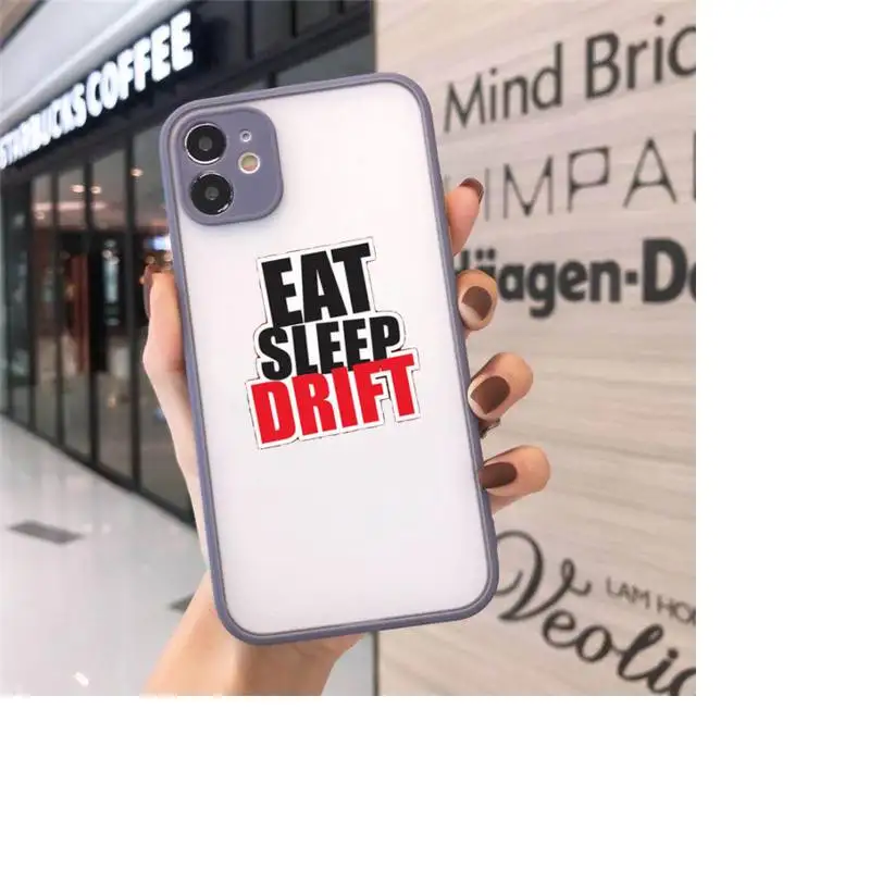 

jdm drift Phone Case For iPhone 12 11 Mini Pro XR XS Max 7 8 Plus X Matte transparent Gray Back Cover