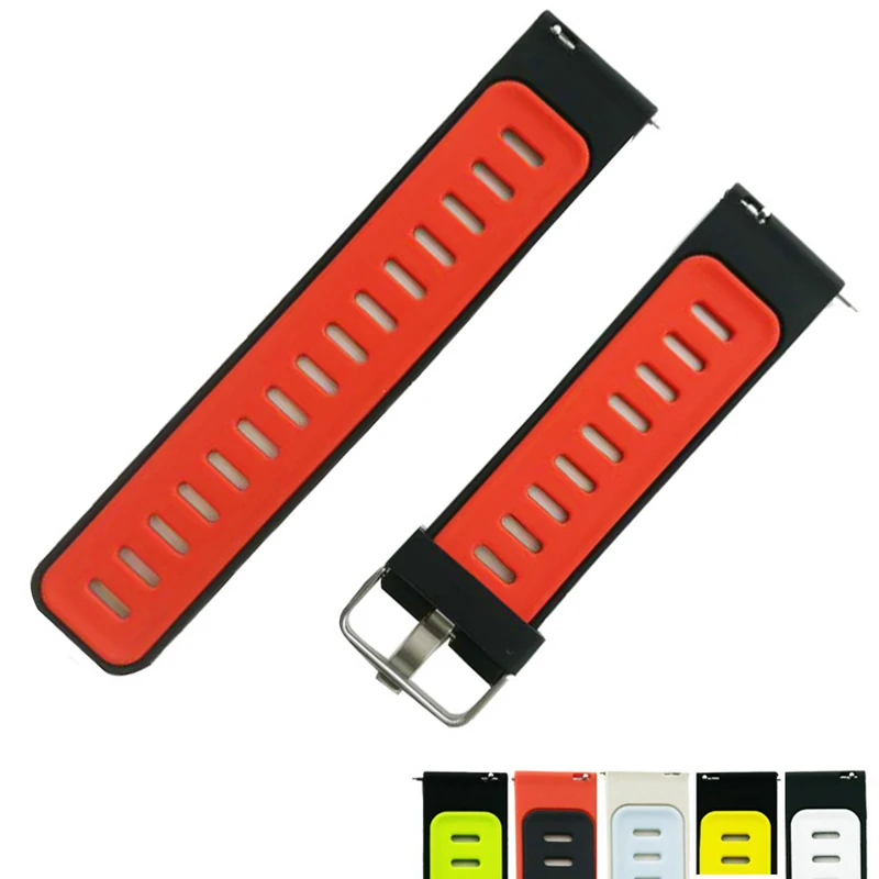 

22mm Soft Rubber Watchband Bracelet Strap Sports Silicone Watch Band With Quick release Connector Adapter Pins
