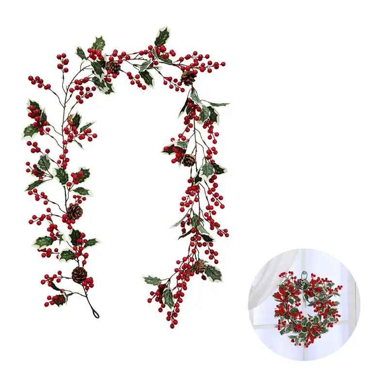 

Красные рождественские искусственные цветы, фрукты из ротанга, подвесная настенная имитация лозы, украшение для дома, реквизит для свадебн...