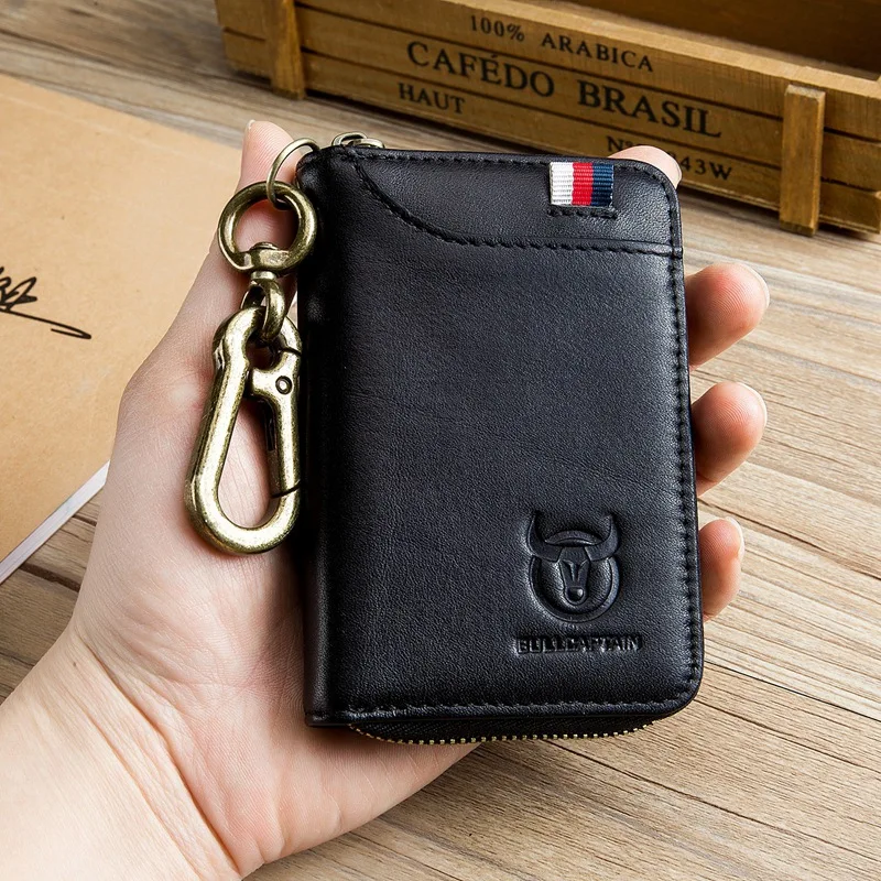 

New Bullcaptain Leather Men&Women Key Wallet Unisex Rfid Blocking Business Key Case Fashion Card Holder Coin Purse Key Case