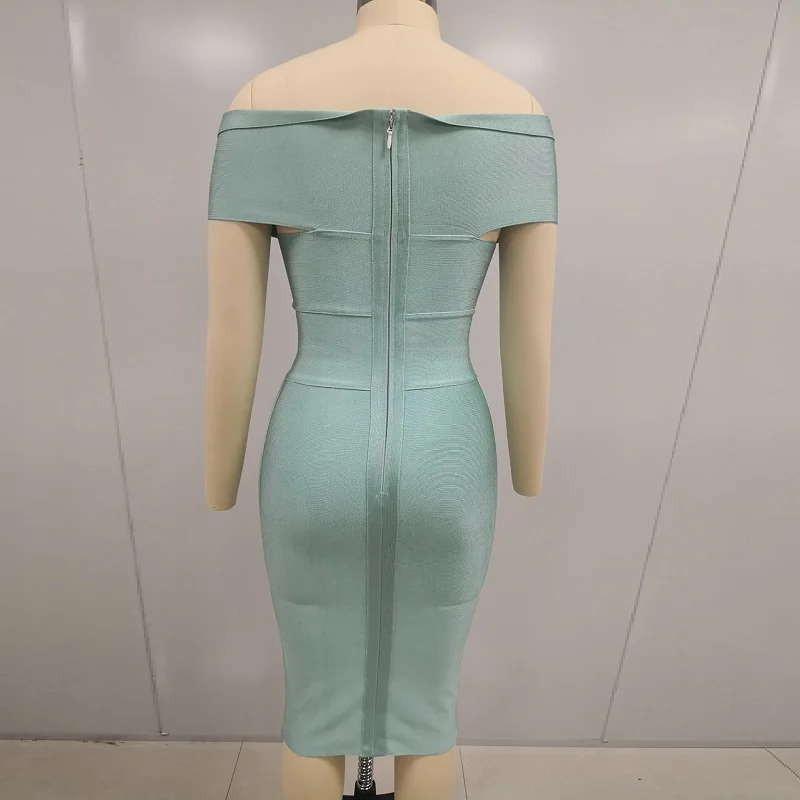 2019 элегантное Мятное с открытыми плечами женское Бандажное одноцветное коротким