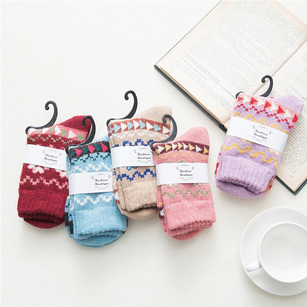 5 пар женские зимние носки искусственная шерсть дышащие красочные Нескользящие