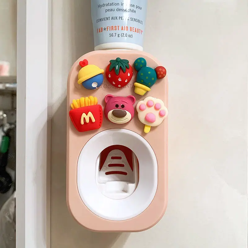 automatic kids toothpaste dispenser toothpaste squeezer for children household cartoon toothbrush holder bathroom accessories free global shipping