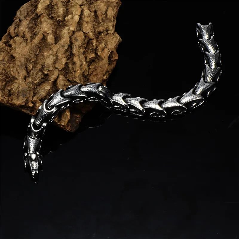 Мужские крутые браслеты из нержавеющей стали Dragon Grain в стиле панк рок мужские