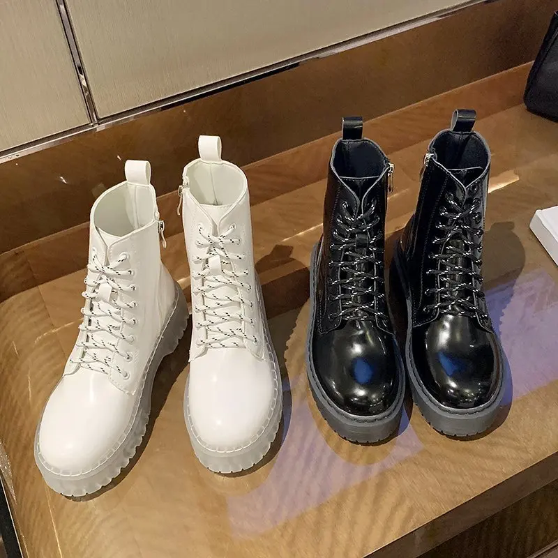 

Autumn Ankle Boots Women Motorcycle Boots Female Fashion Casual Square Jelly Sole Thick Bottom Chunky Botas Mujer Boots Woman