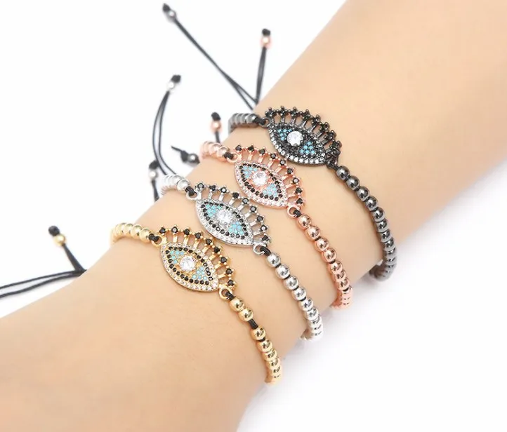 Золото серебро микро pave cz Кубического циркония Веревка Регулируемый браслет из