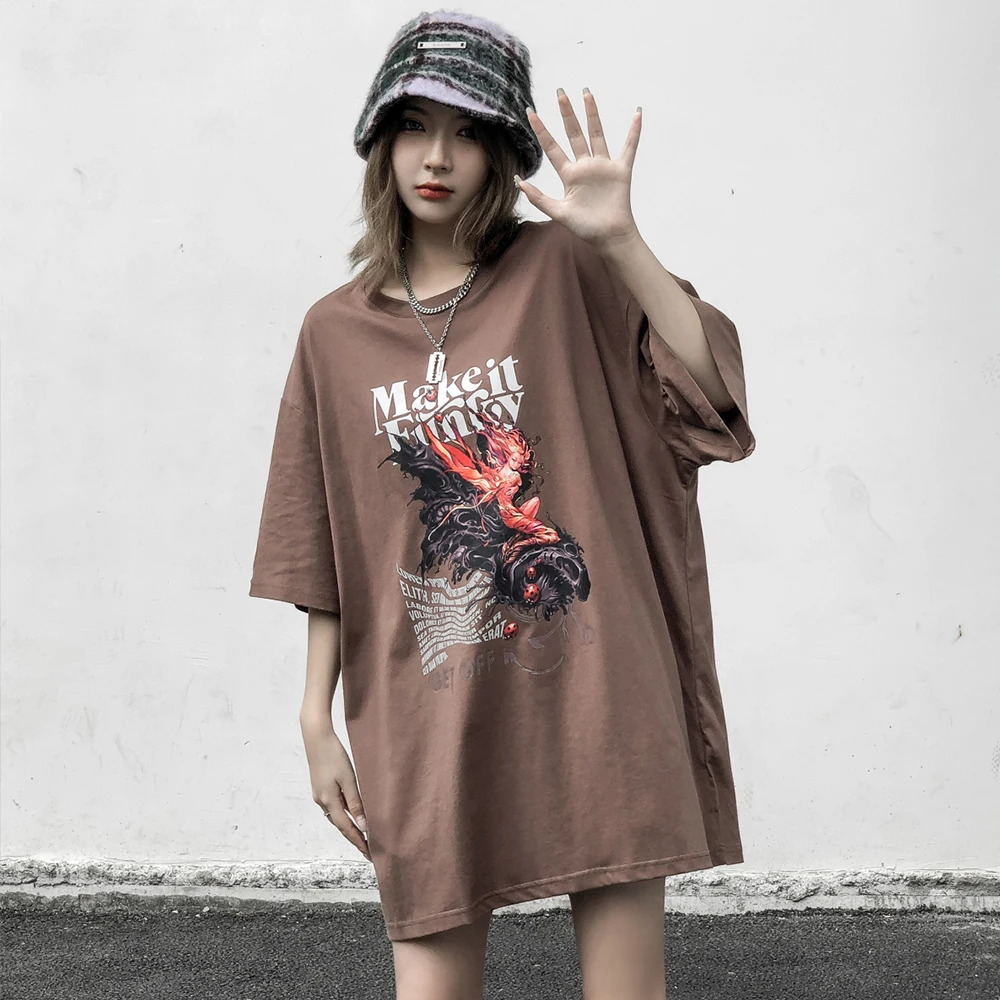 

Dark Icon Printing Oversized Tshirts Summer Streetwear Women T-shirt Cotton Tee