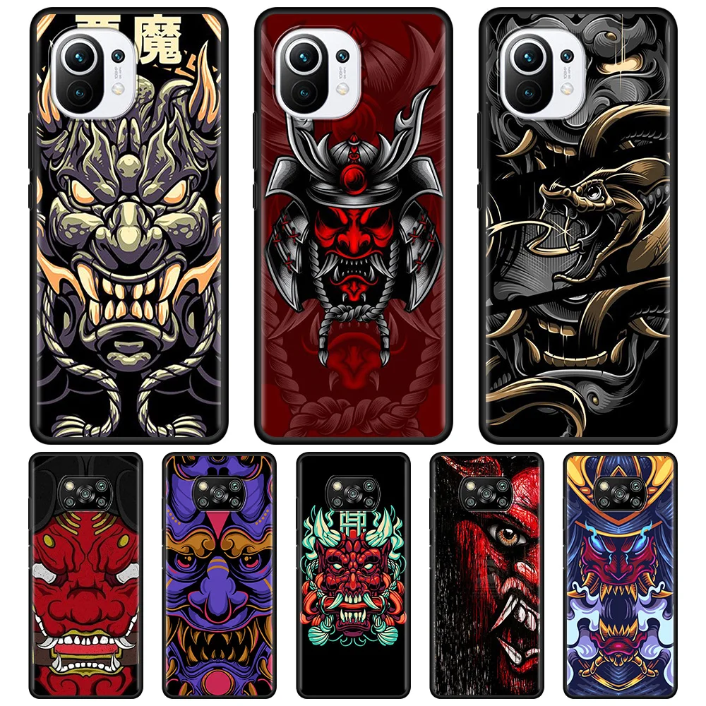 

Japan Hannya Mask Case For Xiaomi Poco X3 NFC F3 GT M3 M4 Pro for Mi Civi 9T 10T 11T Pro Lite Note 10Pro 10Lite TPU Fundas