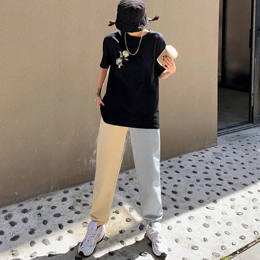 

Joggers Women High Waist Sweatpants Streetwear Jogging Pants Fitness Sportswear Harajuku Casual Partchwork Trousers Track Pants