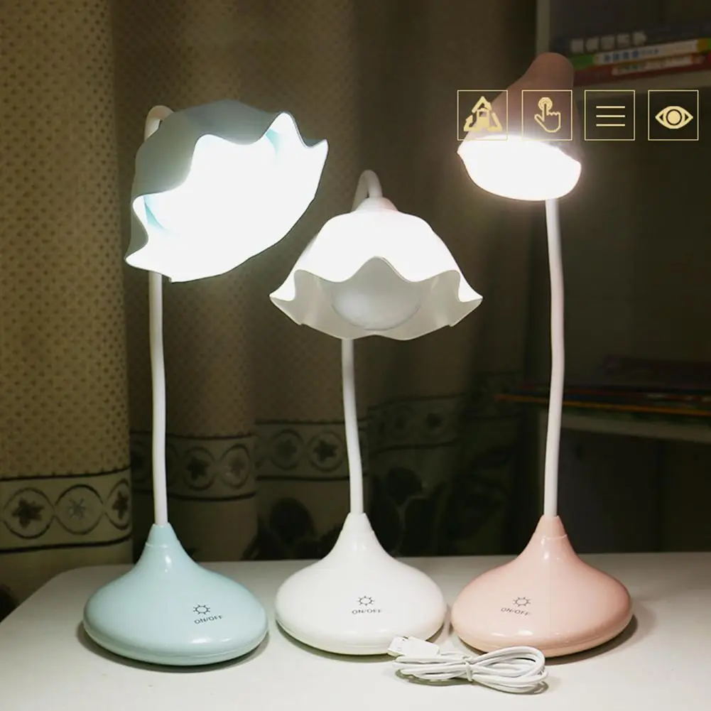 

[ Clearance Sale ] Lotus Shape Touch Three Dimming Lamp Eye Protection Desk Lights Night Light Children Reading Lamp